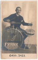 1925 Nagyvárad, Oradea Mare; Frank Ferenc (?) orig. jazz dobos. Foto Molnár / jass drummer. photo (r)