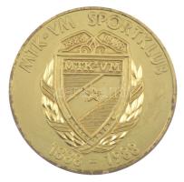 1988. MTK-VM Sportklub 100 éves nagyalakú aranyozott fém emlékérem dísztokban (70mm) T:XF / 1988. 100th anniversary of the MTK-VM gilt metal fém medallion in case (70mm) C:XF