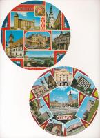 10 db MODERN kör alakú csehszlovák város képeslap / 10 modern Czechoslovakian circular town-view pos...