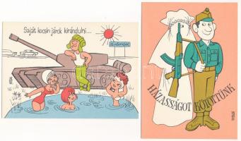 Jelentem kiskatona lettem - 12 db modern katonai humor képeslap sorozat saját tokjában, rajzolta Pus...