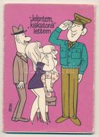 Jelentem kiskatona lettem - 12 db modern katonai humor képeslap sorozat saját tokjában, rajzolta Pus...