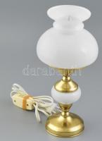 Réz és üveg asztali lámpa, működőképes, 29 cm