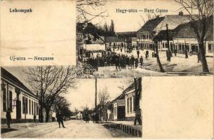 1921 Lakompak, Lackenbach; Új és Hegy utca. Leopold Kohn kiadása / Neu und Berg Gasse / street (EK)