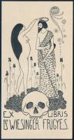 Sassy Attila (1880-1967): Ex libris Wiesinger Frigyes. Klisé, papír. 6,5x12 cm