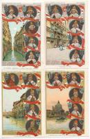 Venezia - Ed I Suoi 120 Dogi / The doges of Venice; a set of 24 unused lithographic postcards / 24 használatlan litho képeslap 120 velencei dózse képével