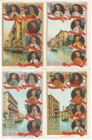 Venezia - Ed I Suoi 120 Dogi / The doges of Venice; a set of 24 unused lithographic postcards / 24 h...