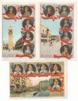 Venezia - Ed I Suoi 120 Dogi / The doges of Venice; a set of 24 unused lithographic postcards / 24 h...