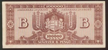 1946. 100.000BP hátoldali, látványos lemezhibával T:II+ Egyszer hajtva, törve nem!