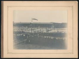 1896 Ünnepség a zuglói Millenáris sport telepen egy Egri utcai villa padlás teréről fotózva fotó kartonon 20x 14 cm