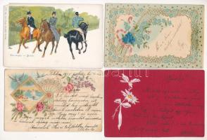 50 db múlt századfordulós üdvözlólap sok lithoval / greeting cards ~1900 with many lithos