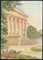 Sostarics Lajos (1896-1968): 2 db Akvarell Liget az 50-es években Akvarell, papír, jelzett 16x27 cm,...