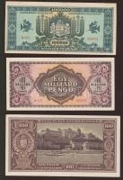 1920. 10K + 1945. 100P + 1946. 1000.000.000P, 100.000MP, 1000.000.000MP T:I,I- Összesen 5klf db!