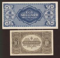 1920. 10K + 1945. 100P + 1946. 1000.000.000P, 100.000MP, 1000.000.000MP T:I,I- Összesen 5klf db!