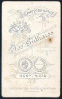 1890 Felvidék Gutkaiss Jos. Korytnicza, Oszada, Koritnica fürdő lány portréja 7x10 cm