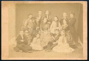 cca 1875 Divald Károly, Felvidék, Eperjes, Szepes megye gyermekekről készült csoportkép 11x17 cm