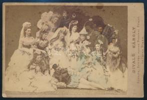 cca 1875 Divald Károly Felvidék, Eperjes, Szepes megye színházi szereplőkről készült csoportképe 11x17 cm