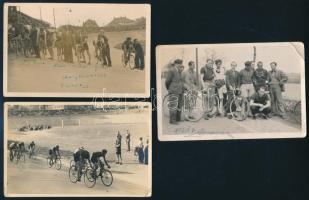 cca 1935-1945 Kerékpárversenyzőkről készült fényképek, izgalmas életképekkel, Budapest Millenáris. 18db fotó