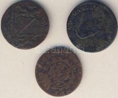1761. Rézdénár M.Theresia + Hollandia 1783. Utrecht városi pénz + Lengyelország 1763. Rézgaras T:2-/3+,3