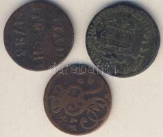 1761. Rézdénár M.Theresia + Hollandia 1783. Utrecht városi pénz + Lengyelország 1763. Rézgaras T:2-/...