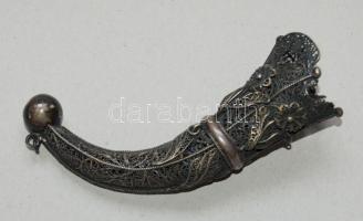 Cca 1900-as évek vége dekoratív kürt formájú függő Ag 28,62g