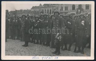 1938 Léva Felvidék Bevonulás fényképe fotólap Visszatért bélyegzővel / leva entry of the Hungarian troops 14x9 cm