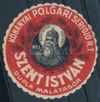 cca 1930 Kőbányai Polgári Serfőző Rt. Szent István malátasör dekoratív söralátét, szép állapotban