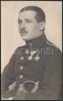 cca 1910 Magyar katona kitüntetésekkel fotólap