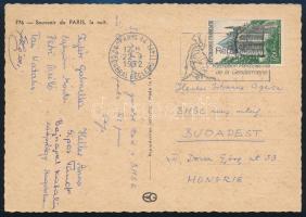 1952 A BHSE női tornacsapat tagjainak aláírásai Párizsból Egervári, Pesti, Szépvölgyi, stb. / Hungarian athletes autograph postcard