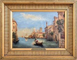 Cousin jelzéssel: Velencei látkép Olaj, vászon, dekoratív fa keretben 18x25 cm