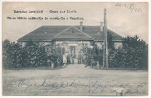 1912 Lovrin, Weiss Miklós szállodája és vendéglője a Vasúthoz / railway hotel and restaurant (fl)