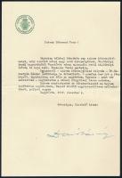 1940 Nagykőrös, a polgármester gépelt levele saját kezű aláírásával
