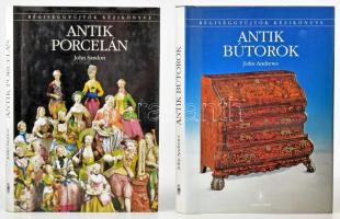 Régiséggyűjtők kézkönyve, 2 kötet: John Andrews: Antik bútorok; John Sandon: Antik porcelán. Bp., 1998, SubRosa. Gazdag képanyaggal illusztrálva. Kiadói egészvászon-kötés, kiadói papír védőborítóban, jó állapotban.