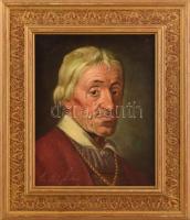 Olvashatatlan jelzéssel: Férfi portré. Olaj, vászon. 30,5x24,5 cm. Dekoratív fakeretben.
