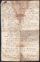 1829 Magyar nyelvű, kézzel írt dokumentum