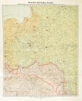 cca 1914 West-Russland, angrenzende Teile des Deutschen Reiches und Österreich-Ungarns, 1:250 000, szakadással, 88×72 cm