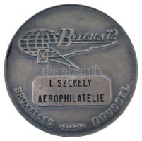 Belgium 1972. "Brüsszel - I. Székely - Aerofilatélia" kétoldalas, ezüstözött bronz filatéliai emlékérem. Szign.: J. De Bast (50mm) T:XF patina Belgium 1972. "Bruxelles - Brussel - I. Szekely - Aerophilatelie" two-sided, silvered bronze philatelic medallion. Sign: J. De Bast (50mm) C:XF patina