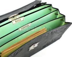 cca 1900 Bőr irattartó az év hónapjaival jó állapotban 25x19 cm