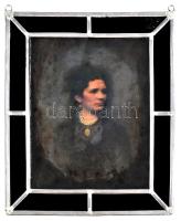 Jelzés nélkül: női portré cca 1880. ólomüveg. olaj 32x28 cm