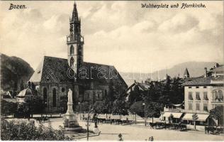 Bolzano, Bozen (Südtirol); Waltherplatz und Pfarrkirche, Fabrik J. Maier / square and church, shop