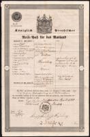 1800 Königlich Preussischer Reise-Pass für das Ausland / Porosz Királyság, útlevél külföldre, hajtásnyomokkal 38x24,5 cm / Kingdom of Prussia, passport (Reisepass)
