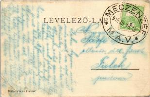 1915 Felsőmecenzéf, Vysny Medzev; utca, templom. Müller Vince kiadása / street, church + "MECZE...