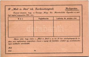 "Múlt és Jövő" zsidó kulturális folyóirat megrendelőlapja. Országos Magy. Izraelita Közműv...