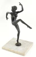BKI jelézéssel, art deco női táncos, bronz, márvány talapzaton, m:31 cm