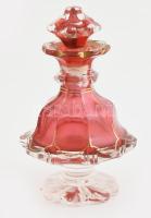 cca 1900 hasas piros parfümflakon javított üvegdugójával 15 cm