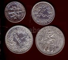 Kis ezüst tétel, benne 4klf db Ag, Hollandia, USA, Német Birodalom T:2/3,3