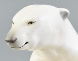 Porcelán jegesmedve figura. Kézzel festett, jelzés nélkül, minimális kopással, m: 22,5 cm