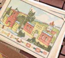 Anker kőőrlemény építőkockák fadobozukban 1900