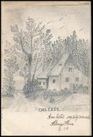 1939-1945 Emlékkönyv, sok bejegyzéssel, rajzokkal, kissé sérült borítóval