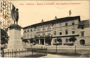 1909 Lőcse, Levoca; Megyeház és Honvéd szobor / Regierungsgebäude und Honvéddenkmal / county hall, military monument (EB)