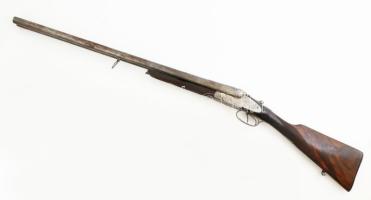 2 csövű csappantyús vadászpuska XIX. sz második fele, horddobozzal 110 cm